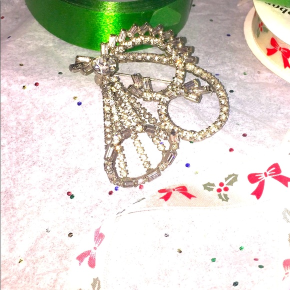 Vintage trumpet rhinestone brooch, sparkles! EUC - Picture 3 of 16